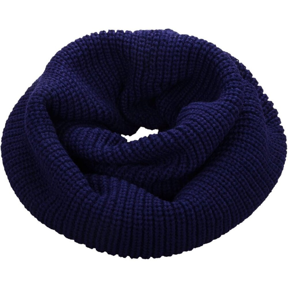 Women's Navy Blue Thick Ribbed Knit Winter Infinity Circle Loop Scarf